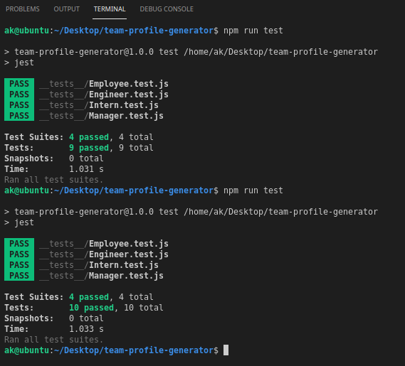 Screenshot of passing tests